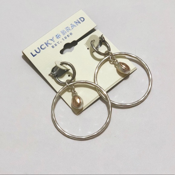 Lucky Brand Jewelry - Lucky Brand Silver Tone Stone Hoop Earrings